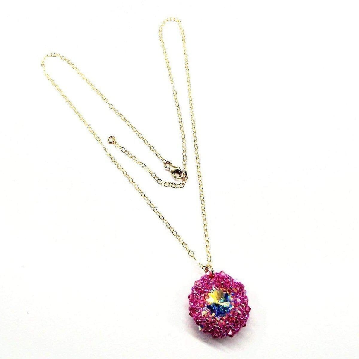 Alexa Martha Designs Necklace Alexa Martha Designs Pink Beaded Super Sparkly Rivoli Crystal Necklace