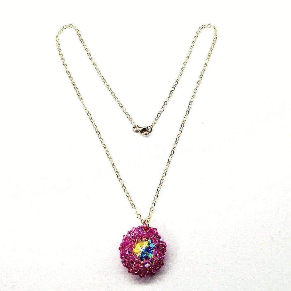 Alexa Martha Designs Necklace Alexa Martha Designs Pink Beaded Super Sparkly Rivoli Crystal Necklace