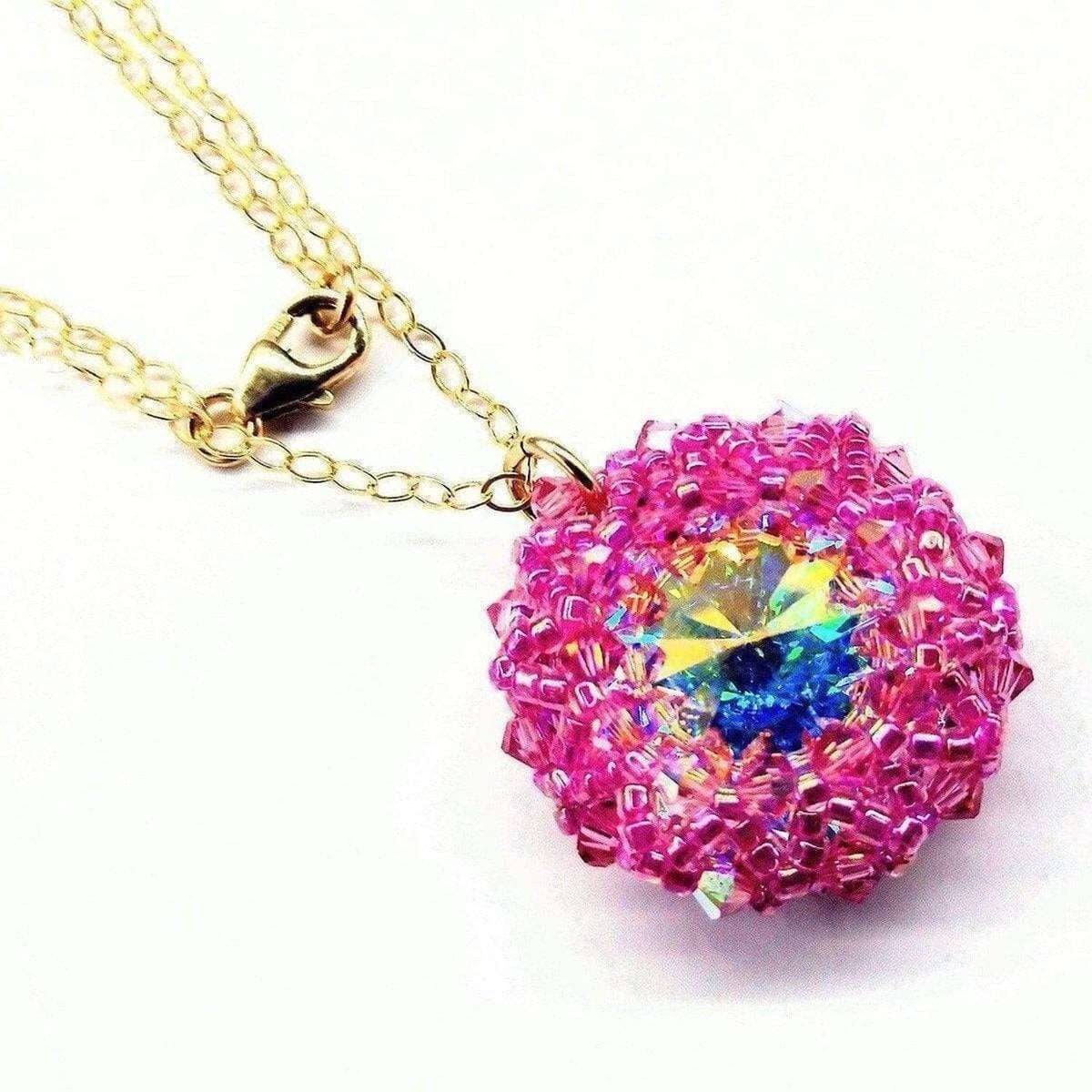 Alexa Martha Designs Necklace Alexa Martha Designs Pink Beaded Super Sparkly Rivoli Crystal Necklace