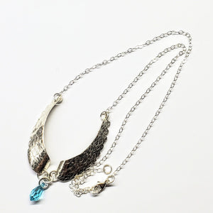 Alexa Martha Designs Necklace Alexa Martha Designs Silver Sculpted Angel Wings Crystal Drop Necklace