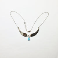 Alexa Martha Designs Necklace Alexa Martha Designs Silver Sculpted Angel Wings Crystal Drop Necklace