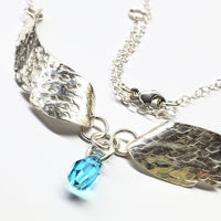 Alexa Martha Designs Necklace Alexa Martha Designs Silver Sculpted Angel Wings Crystal Drop Necklace