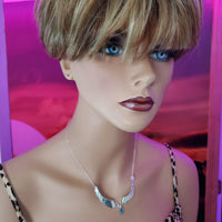 Alexa Martha Designs Necklace Alexa Martha Designs Silver Sculpted Angel Wings Crystal Drop Necklace