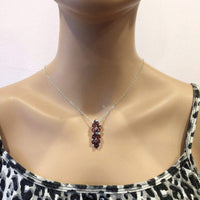 Alexa Martha Designs Necklace Alexa Martha Designs Silver Vertical Beaded Crystal Bar Necklace