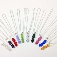 Alexa Martha Designs Necklace Alexa Martha Designs Silver Vertical Beaded Crystal Bar Necklace