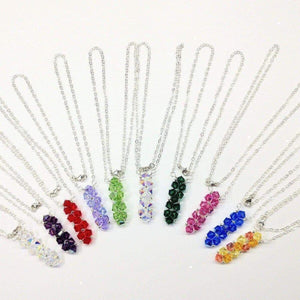 Alexa Martha Designs Necklace Alexa Martha Designs Silver Vertical Beaded Crystal Bar Necklace