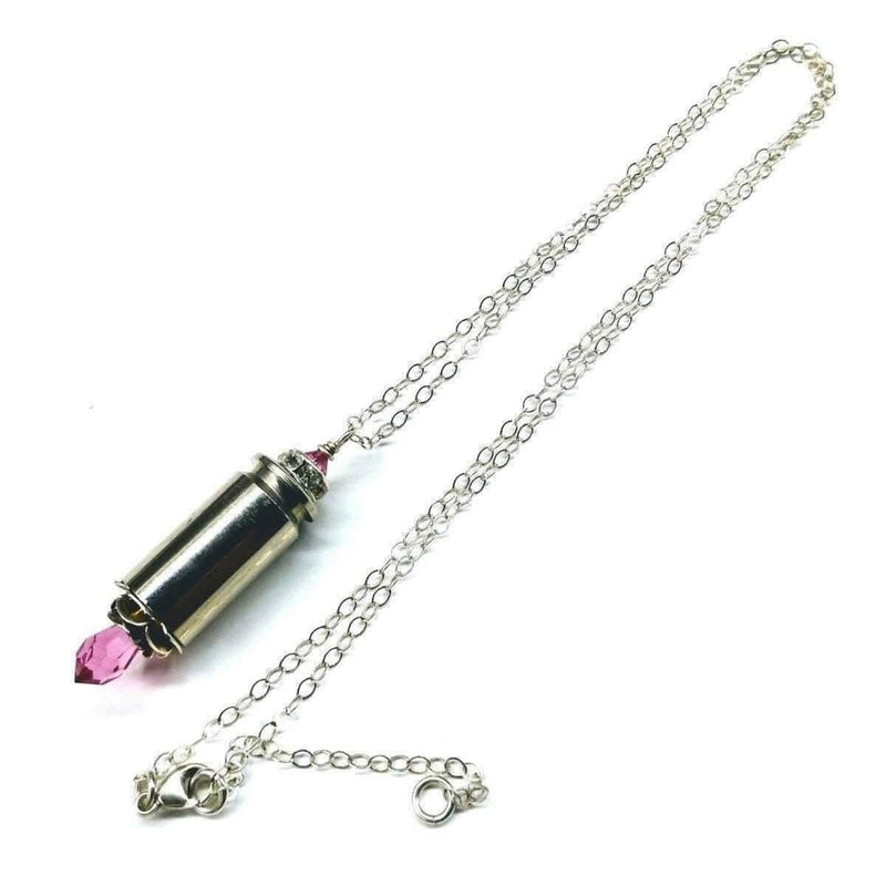 Alexa Martha Designs Necklace Alexa Martha Designs Vintage Style Pink Crystal Drop Silver Bullet Necklace