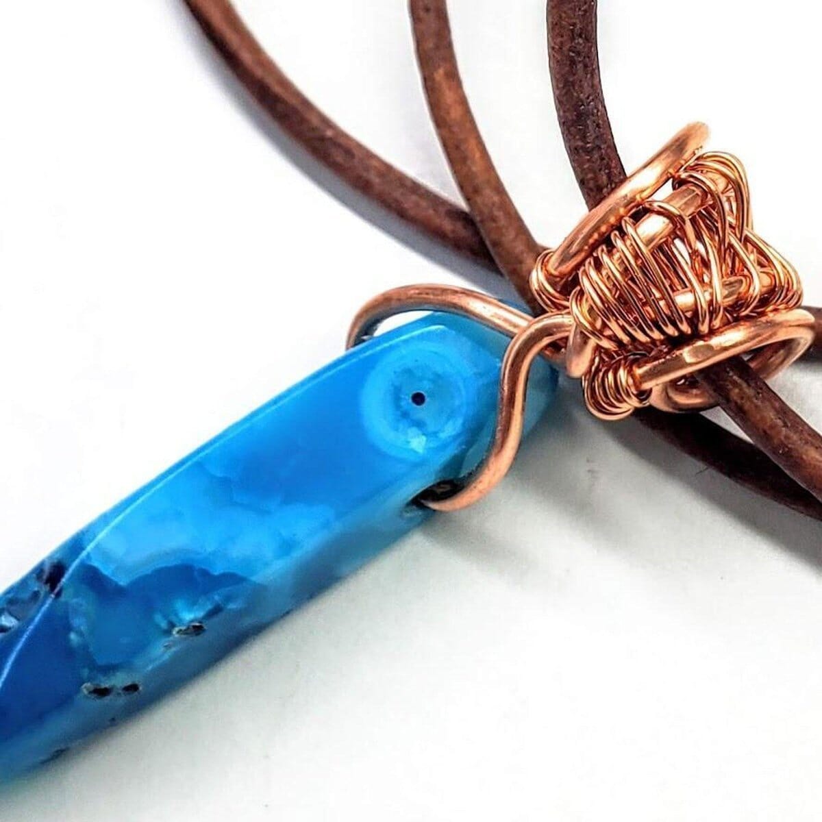 Alexa Martha Designs Necklace Alexa Martha Designs Wire Wrapped Pointed Turquoise Agate Leather Necklace for Him and Her