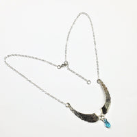 Alexa Martha Designs Necklace Aqua Crystal Drop Alexa Martha Designs Silver Sculpted Angel Wings Crystal Drop Necklace