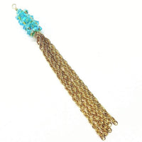 Alexa Martha Designs Necklace Aquamarine Alexa Martha Designs Sparkly Crystal Barrel Gold Filled Tassel Necklace in Selected Colors