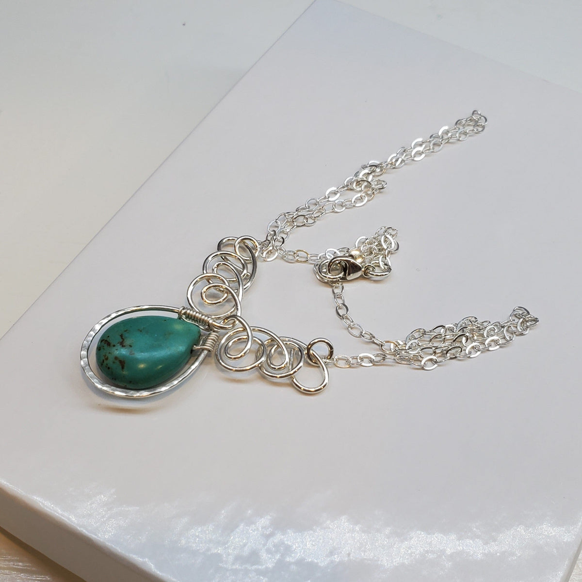 Alexa Martha Designs Necklace As Seen On TV Turquoise Drop Sterling Silver Wire Wrapped Necklace