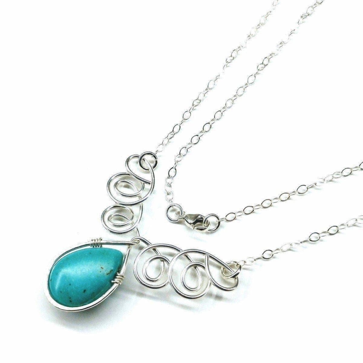 Alexa Martha Designs Necklace As Seen On TV Turquoise Drop Sterling Silver Wire Wrapped Necklace