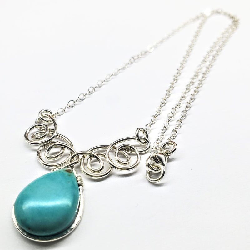 Alexa Martha Designs Necklace As Seen On TV Turquoise Drop Sterling Silver Wire Wrapped Necklace
