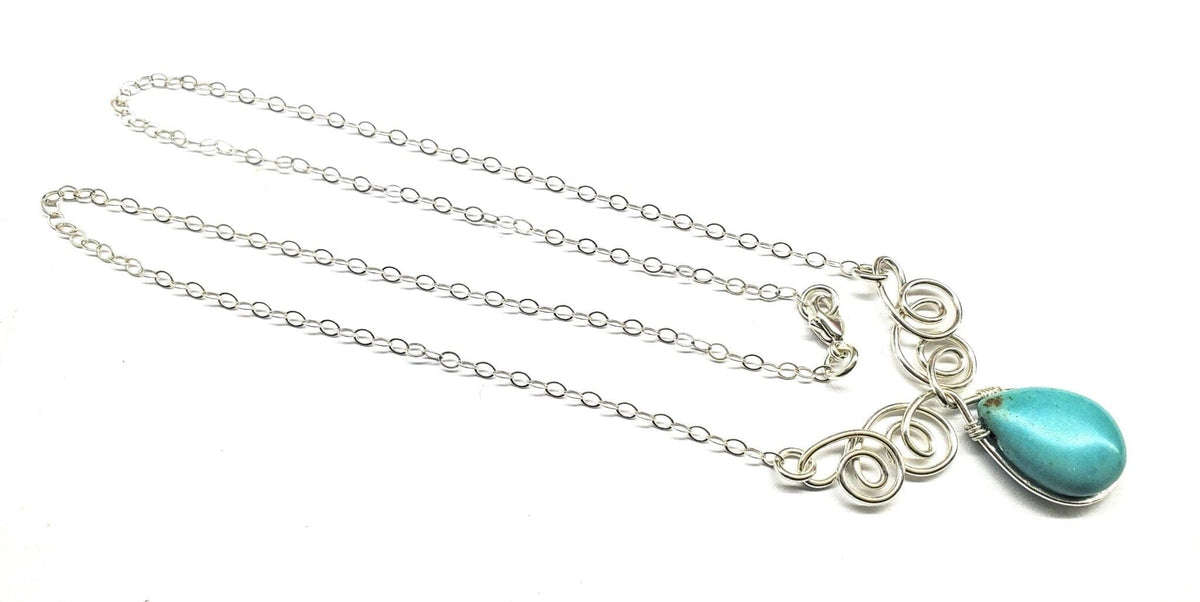 Alexa Martha Designs Necklace As Seen On TV Turquoise Drop Sterling Silver Wire Wrapped Necklace