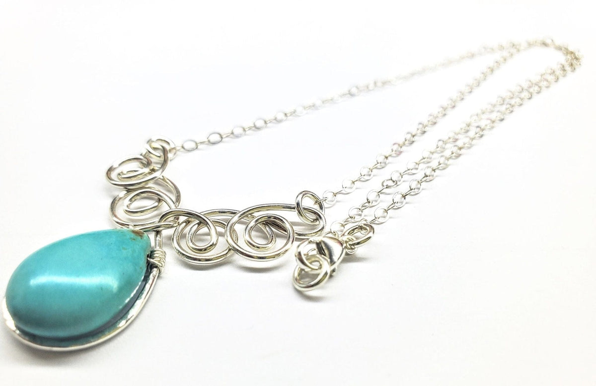 Alexa Martha Designs Necklace As Seen On TV Turquoise Drop Sterling Silver Wire Wrapped Necklace