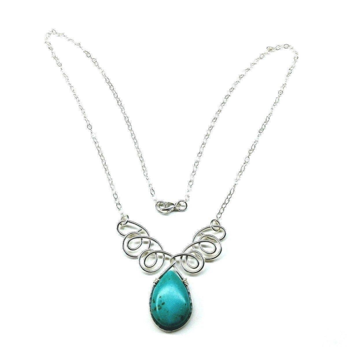 Alexa Martha Designs Necklace As Seen On TV Turquoise Drop Sterling Silver Wire Wrapped Necklace
