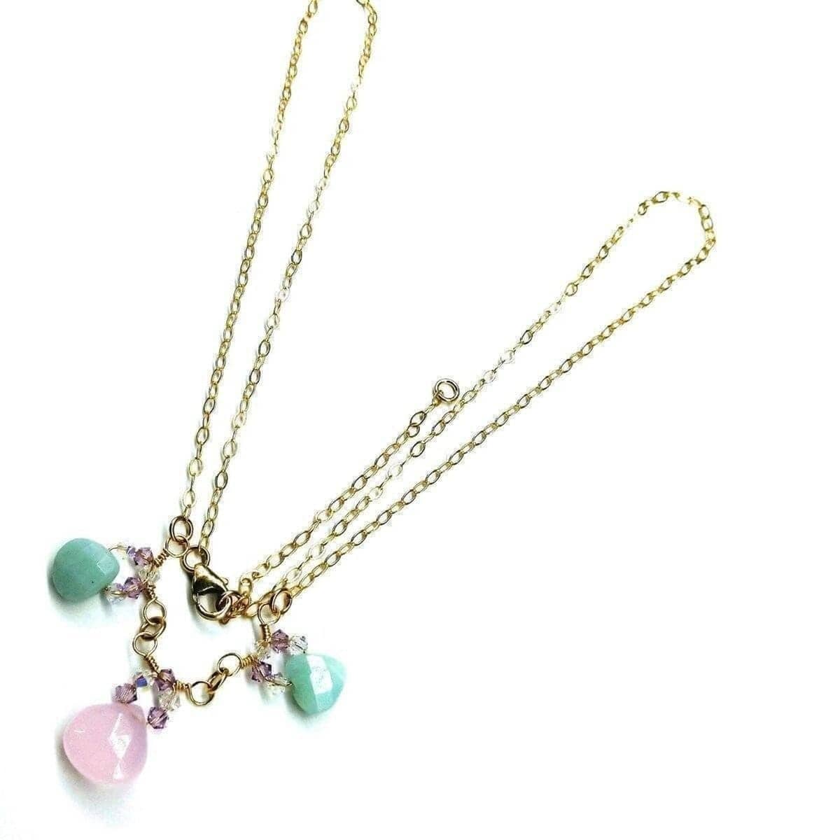 Alexa Martha Designs Necklace Beautiful Light Pink and Mint Chalcedony 14 Kt Gold Filled Necklace
