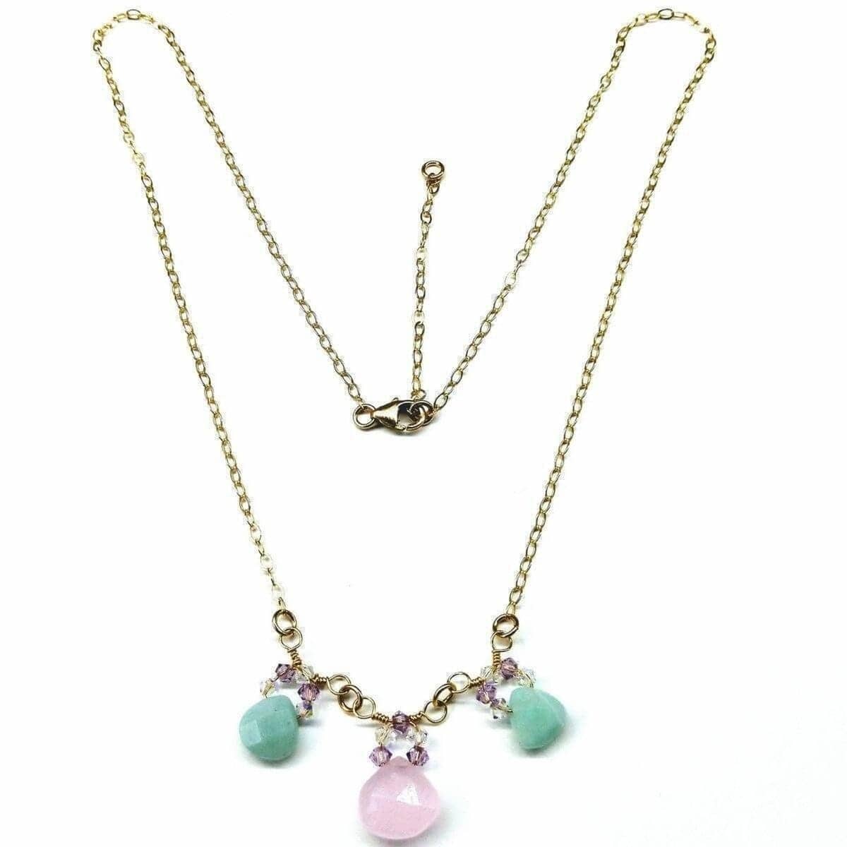 Alexa Martha Designs Necklace Beautiful Light Pink and Mint Chalcedony 14 Kt Gold Filled Necklace