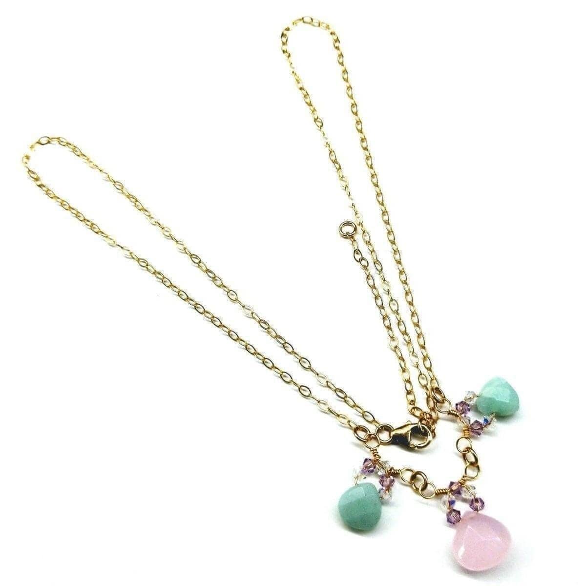 Alexa Martha Designs Necklace Beautiful Light Pink and Mint Chalcedony 14 Kt Gold Filled Necklace