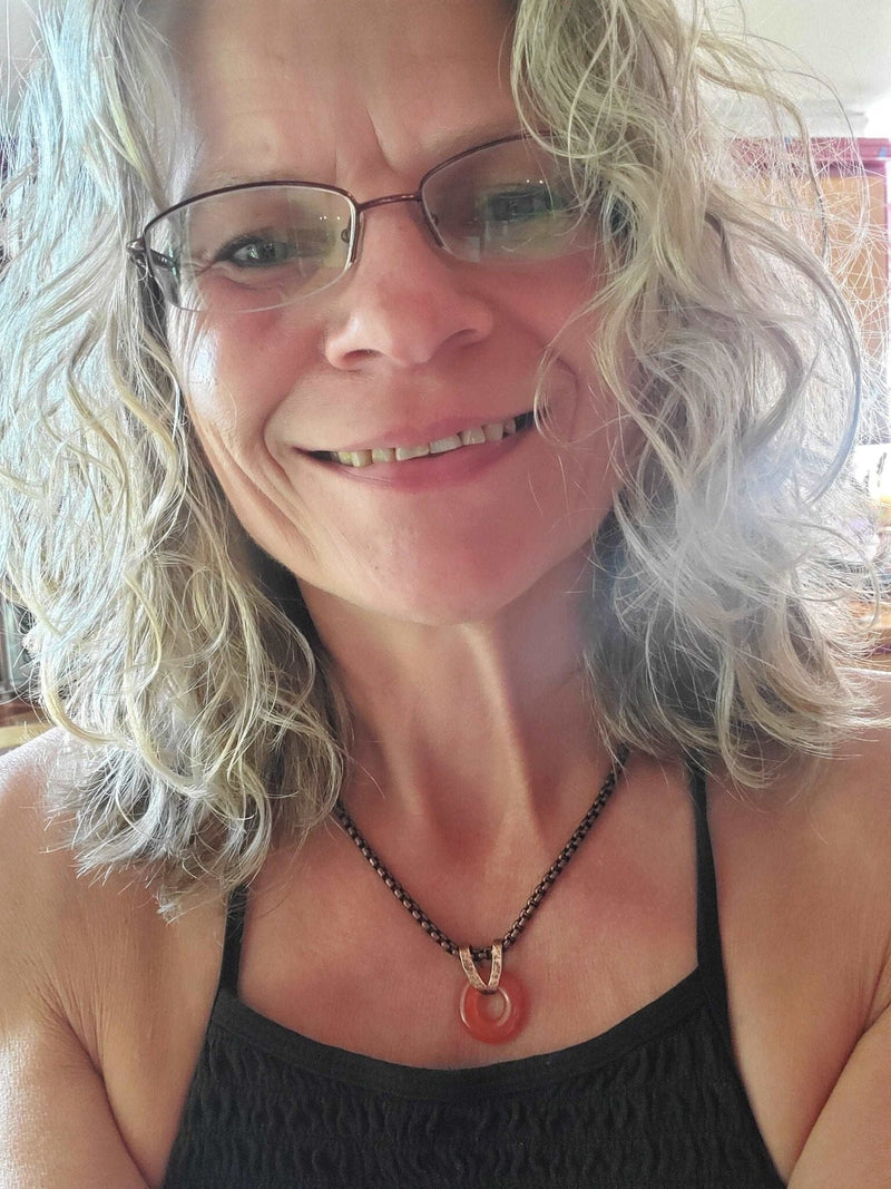Alexa Martha Designs Necklace Carnelian Gemstone Donut Copper Chain Necklace
