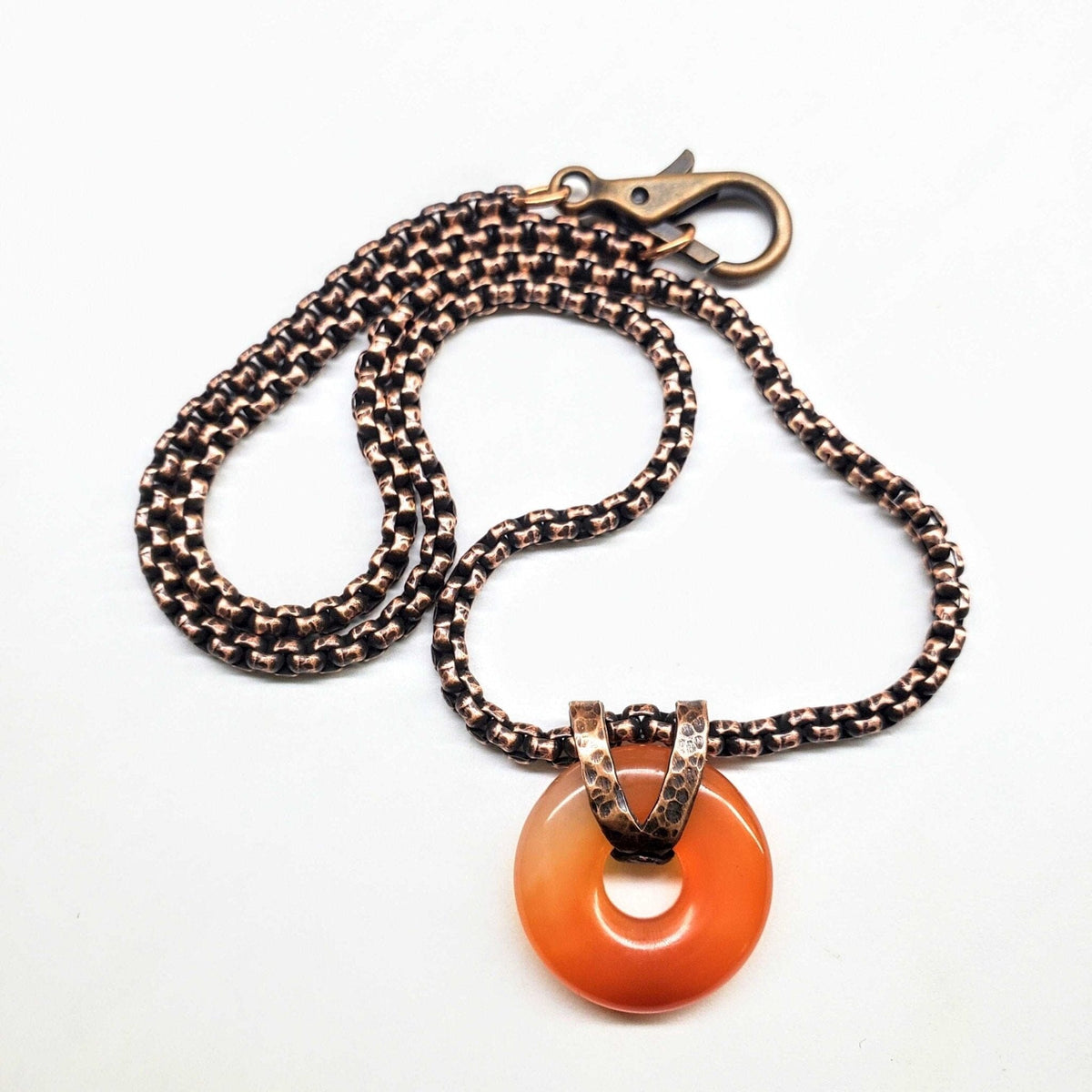 Alexa Martha Designs Necklace Carnelian Gemstone Donut Copper Chain Necklace