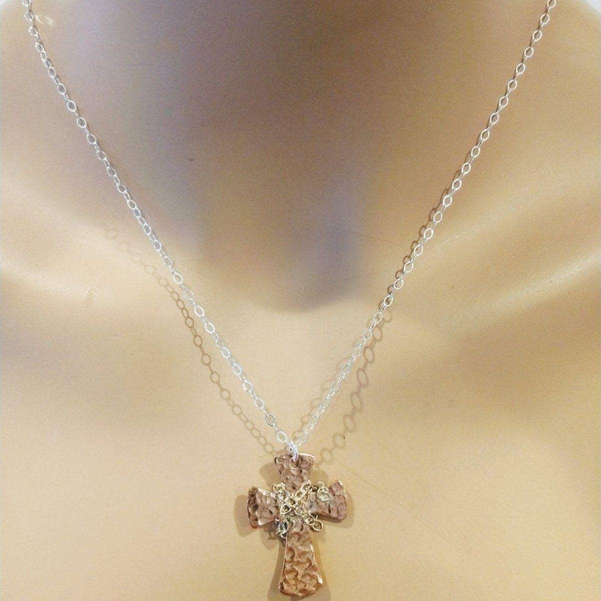 Alexa Martha Designs Necklace Chained Hammered Copper Cross Necklace For Him Or Her