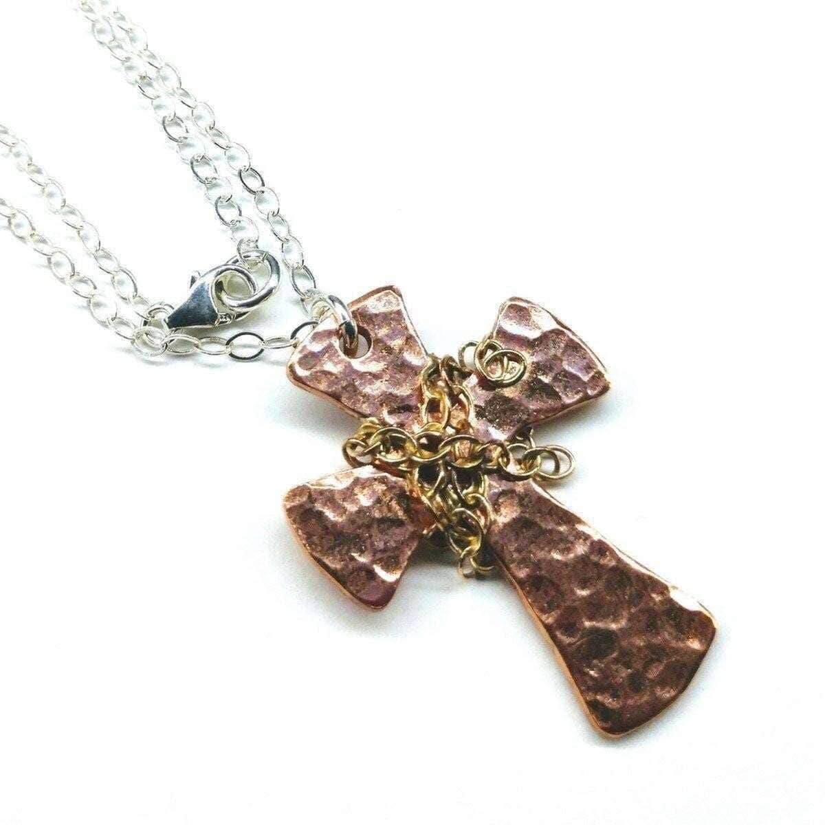 Alexa Martha Designs Necklace Chained Hammered Copper Cross Necklace For Him Or Her