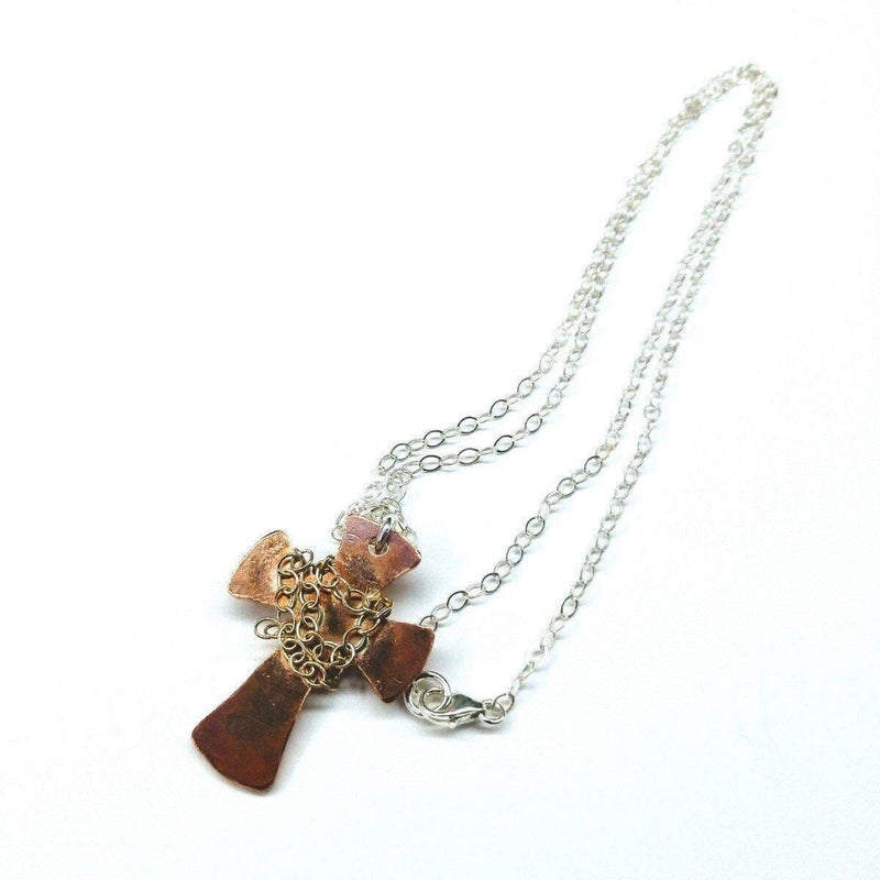 Alexa Martha Designs Necklace Chained Hammered Copper Cross Necklace For Him Or Her