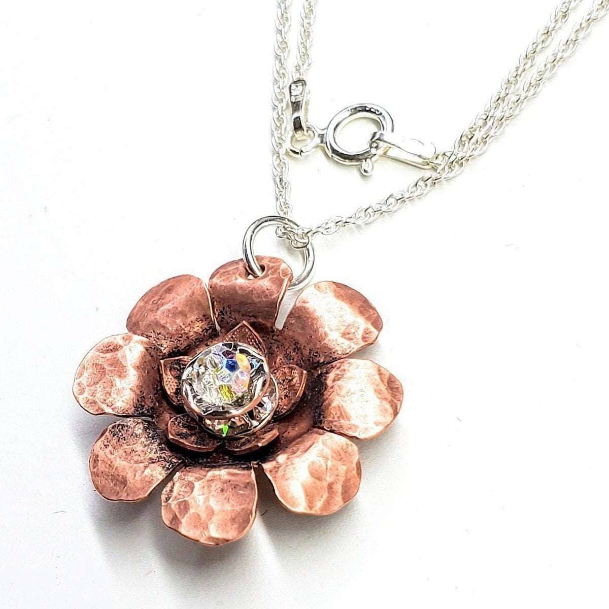 Alexa Martha Designs Necklace Copper Crystal Flower Blossom Spinner Necklace