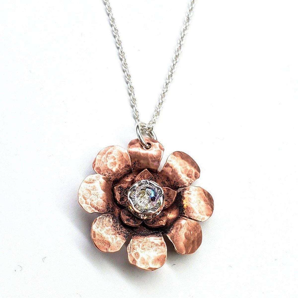Alexa Martha Designs Necklace Copper Crystal Flower Blossom Spinner Necklace