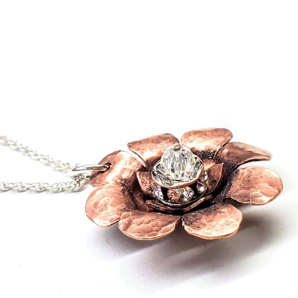 Alexa Martha Designs Necklace Copper Crystal Flower Blossom Spinner Necklace
