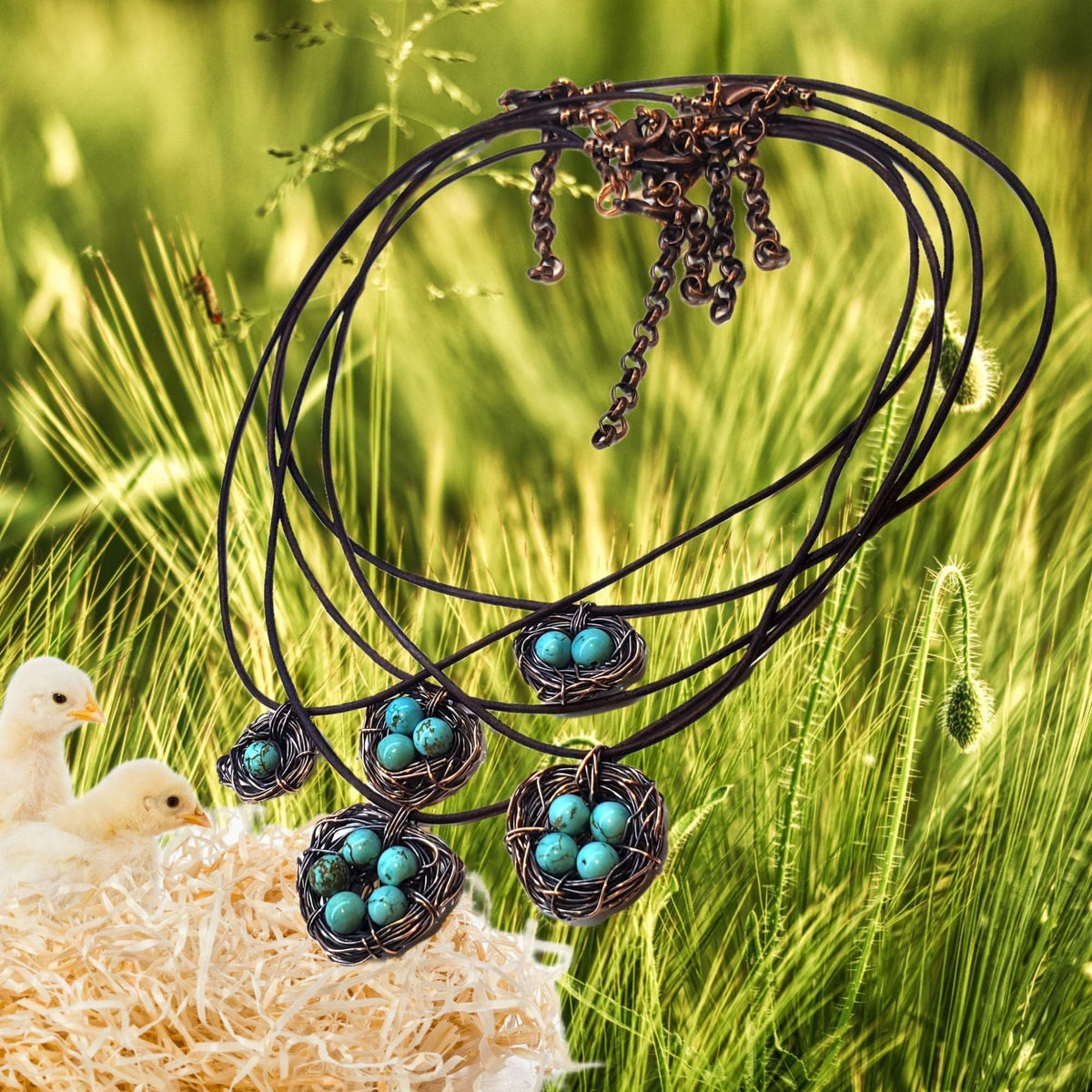 Alexa Martha Designs Necklace Copper Robin Nest Necklace with Up To 5 Beads