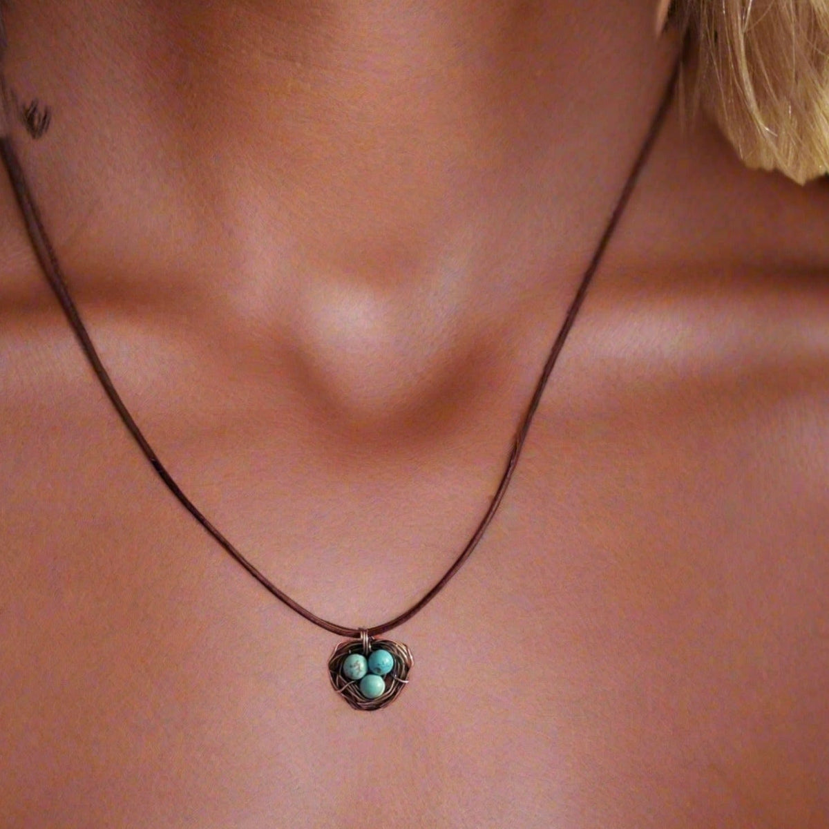 Alexa Martha Designs Necklace Copper Robin Nest Necklace with Up To 5 Beads