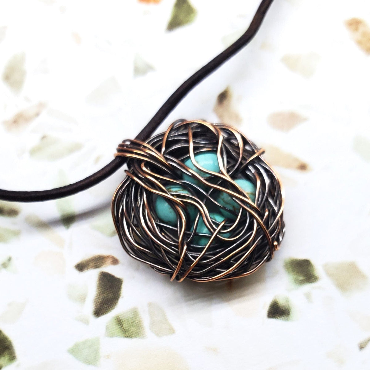 Alexa Martha Designs Necklace Copper Robin Nest Necklace with Up To 5 Beads