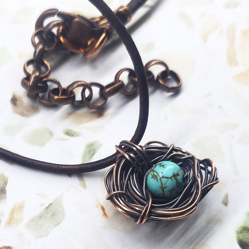 Alexa Martha Designs Necklace Copper Robin Nest Necklace with Up To 5 Beads
