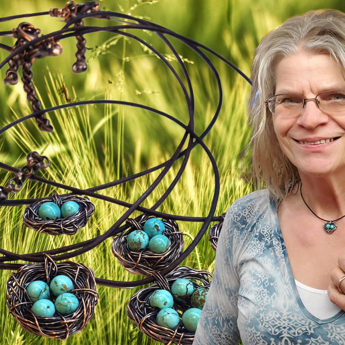 Alexa Martha Designs Necklace Copper Robin Nest Necklace with Up To 5 Beads