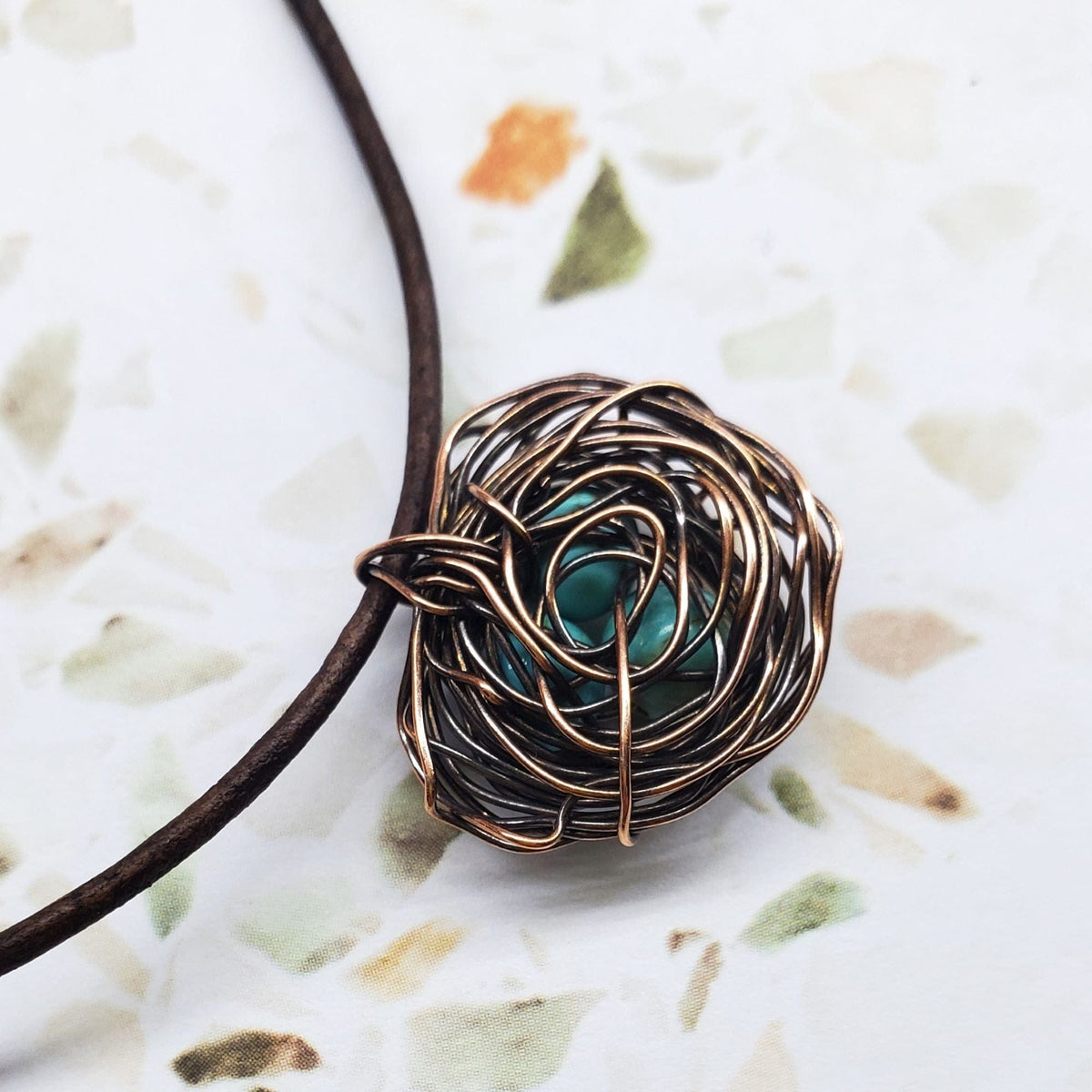 Alexa Martha Designs Necklace Copper Robin Nest Necklace with Up To 5 Beads