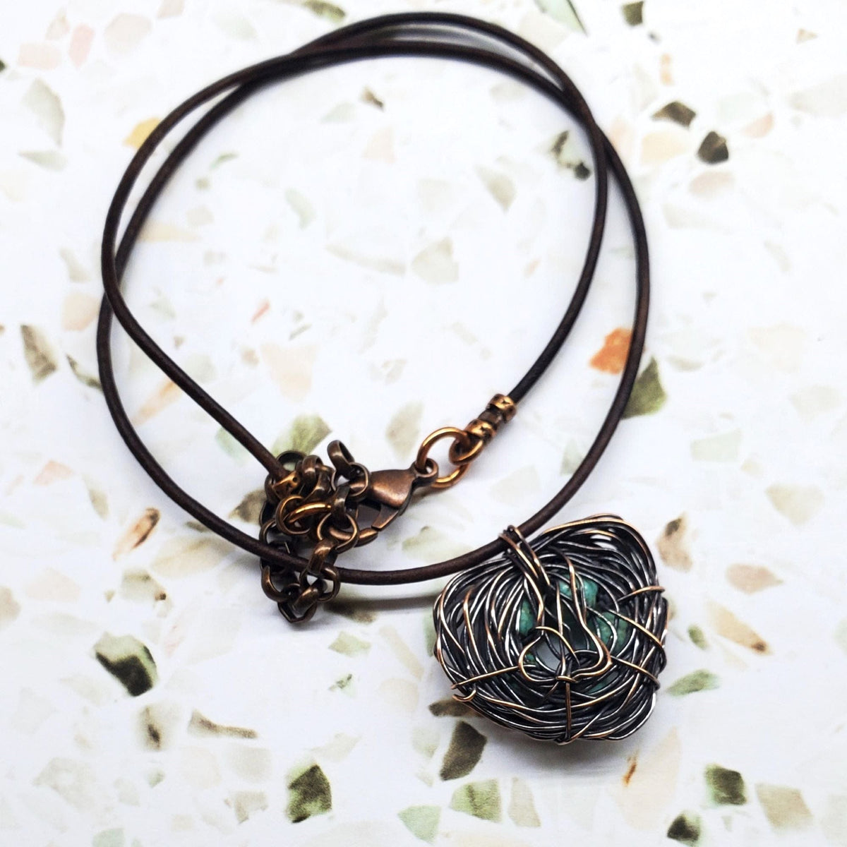 Alexa Martha Designs Necklace Copper Robin Nest Necklace with Up To 5 Beads