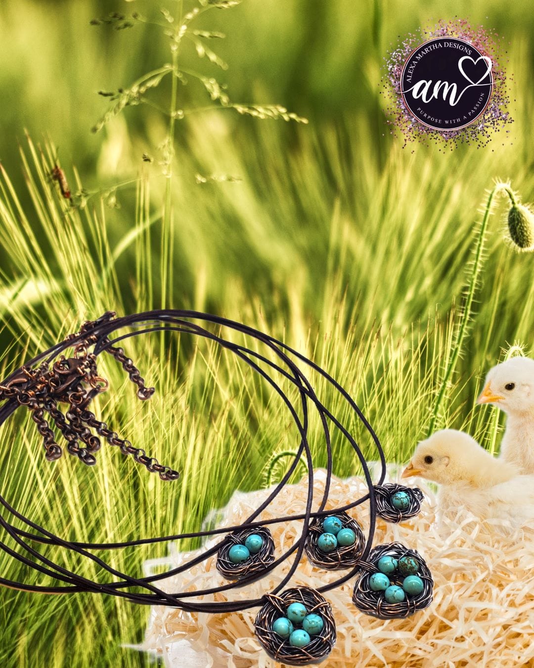 Alexa Martha Designs Necklace Copper Robin Nest Necklace with Up To 5 Beads