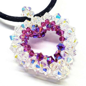 Alexa Martha Designs Necklace Crystal AB and Fuchsia Alexa Martha Designs Beaded Open 3-D Crystal Heart Necklace