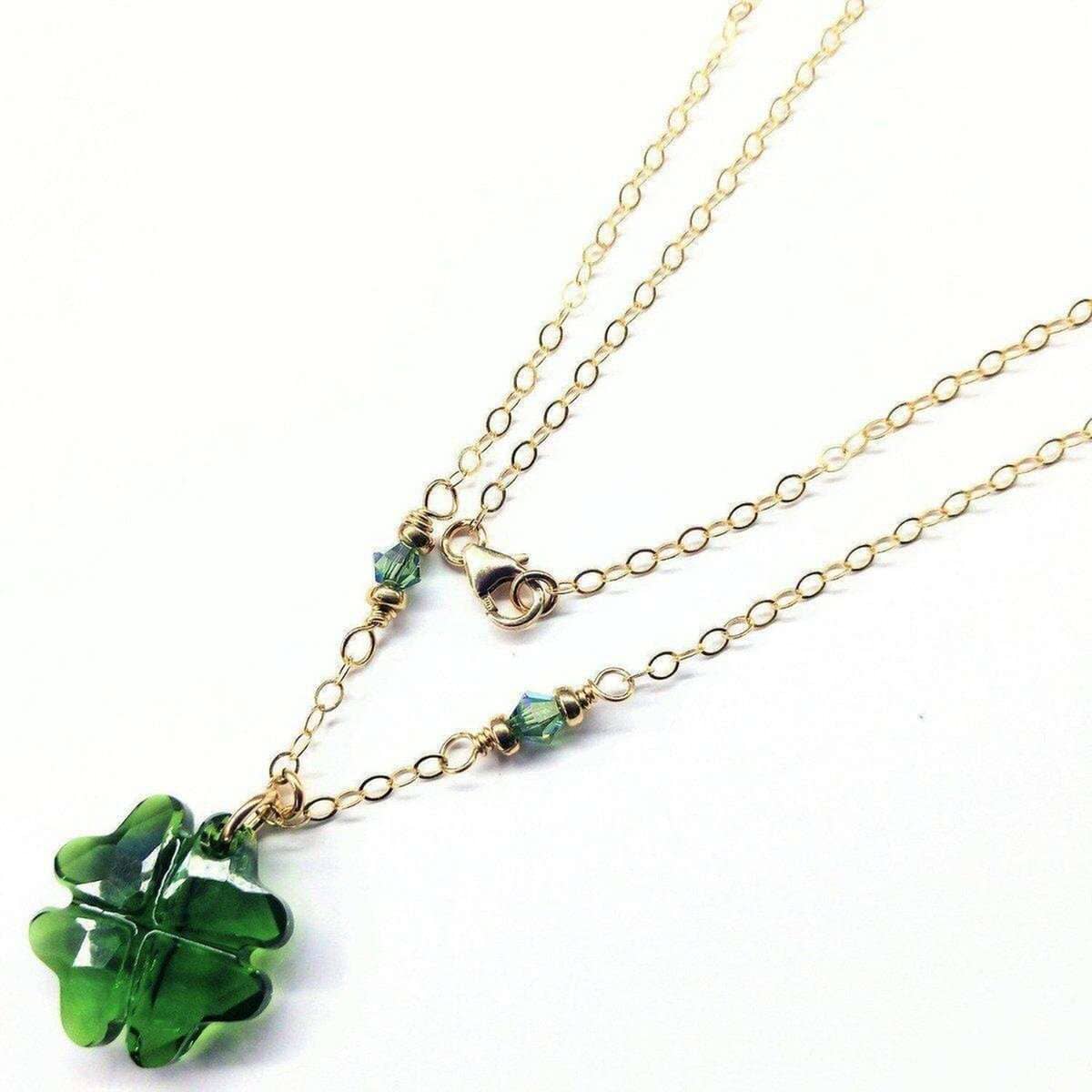 Alexa Martha Designs Necklace Dark Green Sparkly Crystal Lucky Clover Necklace