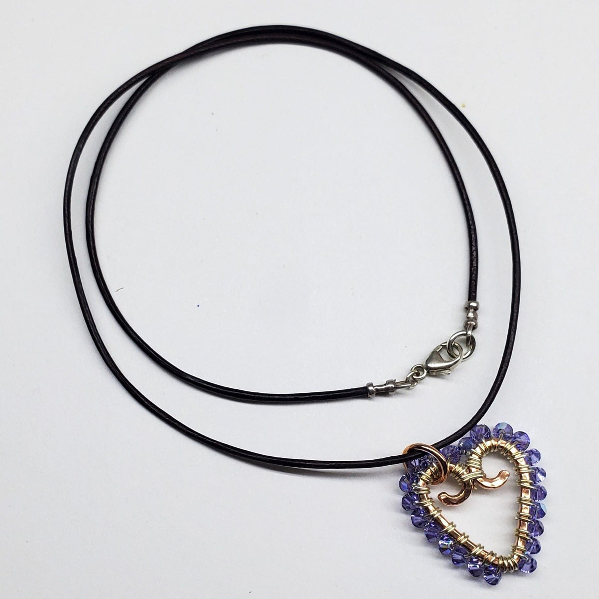 Alexa Martha Designs Necklace Dark Purple Wire Wrapped Open Heart Crystal Necklace