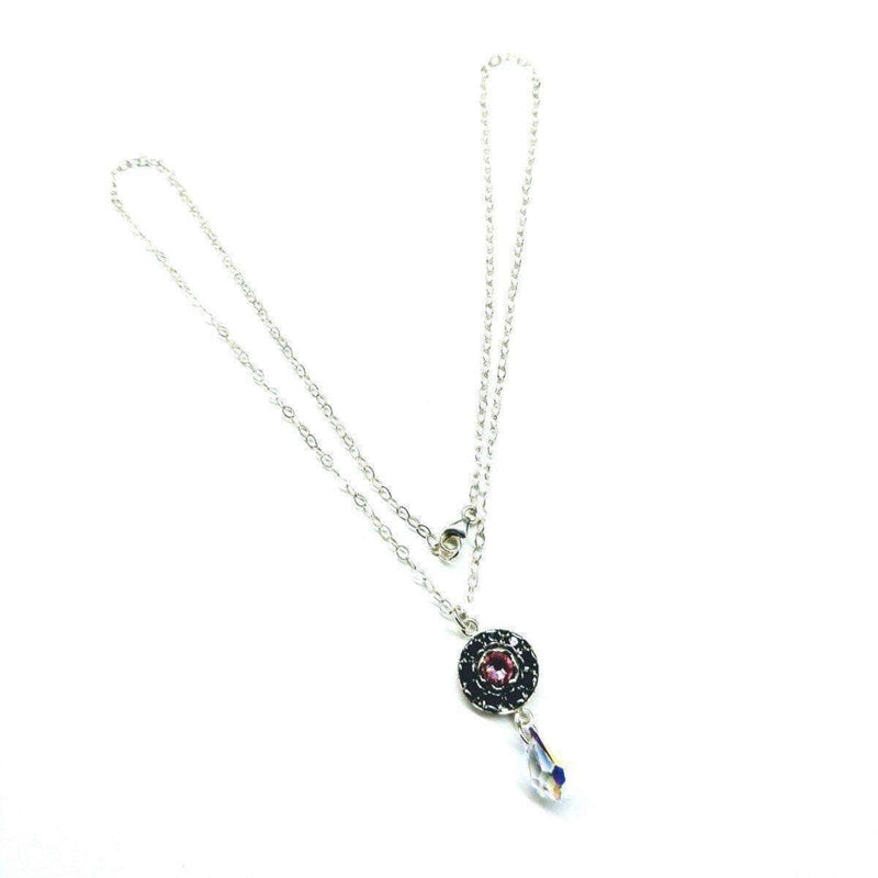 Alexa Martha Designs Necklace Default Title / Black Alexa Martha Designs Silver Vintage Style Black Rose Crystal Rhinestone Necklace