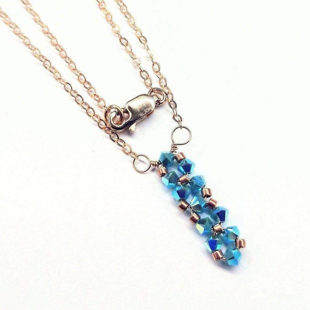 Alexa Martha Designs Necklace Default Title / Blue Alexa Martha Designs Tiny Super Sparkly Vertical Crystal Bar Necklace