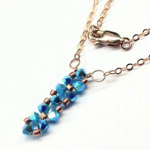 Alexa Martha Designs Necklace Default Title / Blue Alexa Martha Designs Tiny Super Sparkly Vertical Crystal Bar Necklace