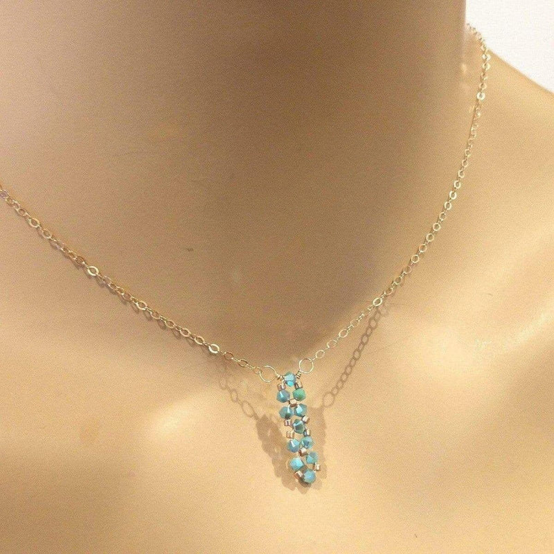 Alexa Martha Designs Necklace Default Title / Blue Alexa Martha Designs Tiny Super Sparkly Vertical Crystal Bar Necklace