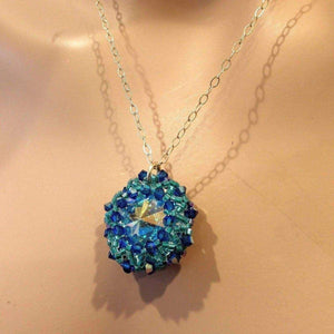 Alexa Martha Designs Necklace Default Title / Blue/Green Alexa Martha Designs Blue Green Beaded Super Sparkly Rivoli Crystal Necklace