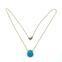 Alexa Martha Designs Necklace Default Title / Color Alexa Martha Designs 14kt Gold Filled Aqua Jade Wire Wrap Delicate Gemstone Drop Necklace