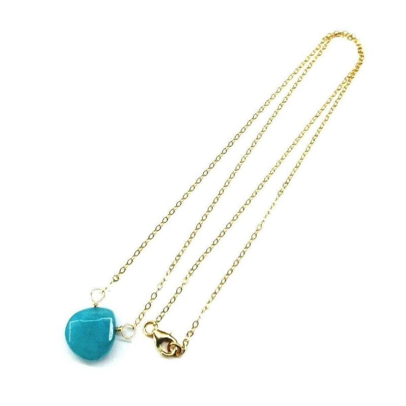 Alexa Martha Designs Necklace Default Title / Color Alexa Martha Designs 14kt Gold Filled Aqua Jade Wire Wrap Delicate Gemstone Drop Necklace