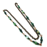 Alexa Martha Designs Necklace Default Title / Color Alexa Martha Designs 24 Inches Emerald Agate Striped Gemstone Wire Wrapped Necklace